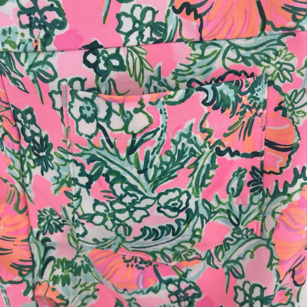 Lilly Pulitzer UPF 50+ Luxletic Corso Crop Golf Pants Perfect Poppy Pink Size 8 - Picture 3 of 4